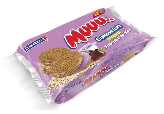 GALLETAS MUUU SANDWICH AVENA YOGURT MORA